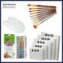 17 Pcs Set Value Pack For Artist Canvases With Brushes