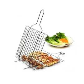 Bar B Q Stainless Steel Hand Grill 12x12 Inches For Fish & Chicken
