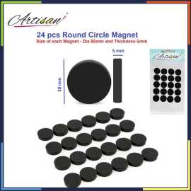 Artisan - 24 Pcs Circle Magnet 30mm Dia Round Black