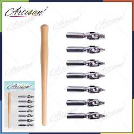 Artisan 7 Calligraphy Dip Pen Nibs & Plastic Case - Set of 8