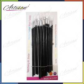 Artisan - 12 PCS Wooden Handle Flat Drawing Paint Brush Set
