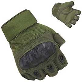 1 Pair Half Finger Tactical Gloves - Green