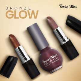 Swiss Miss Bronze Glow Nail Enamel & Lipstick Set - Pack of 3