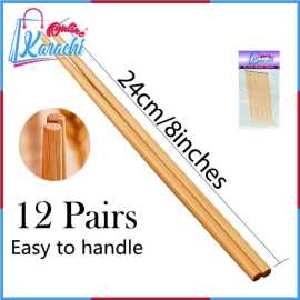 Online Karachi - Pack Of 12 Pairs - Bamboo Chopsticks Reusable Natural