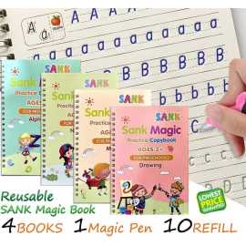 Magic Practice Copybook For Montessori Children - 4 Books+10 Ink Refill