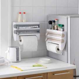 3 In 1 Kitchen Shelves Plastic Triple Paper Dispenser