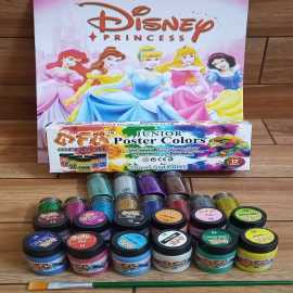 Pack of 12 OFA Poster Colors- Multi + 12 glitter +1 Brush +1Coloring Book