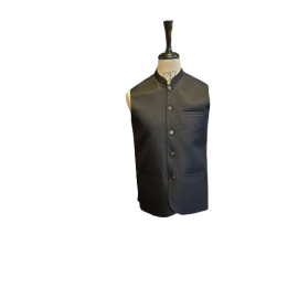 Azlan Shahzad Simple Black Suiting Fabric Waist Coat For Men