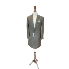 Azlan Shahzad Woolen Long Coat For Men - Greenish Brown