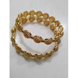 Golden Fancy Kara Bangles For Women - 1 Pair