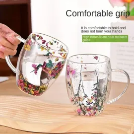 Double Wall Glass Drink Mug with Handle