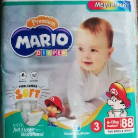 MARIO BABY DIAPER SIZE-3 MEDIUM 6-11KG (88 PCS PACK)