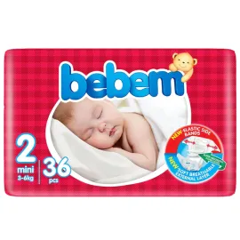 Bebem Baby Diaper Size 2 (Mini), 36 Pieces