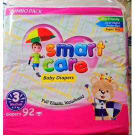 Smart Care Baby Diapers Medium Size Jumbo Pack 92 Pcs