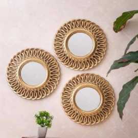 Round Shape Wall Mirror Pack Of  3 Piece