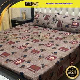 Pure Crystal Cotton Double Bedsheet Color Guaranteed - (AS_012)
