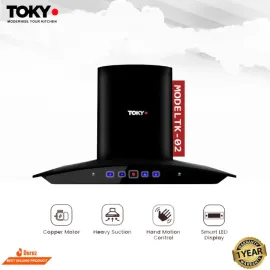 Tokyo Black Stainless Steel Kitchen Hood with touch and Hand Motion Sensor