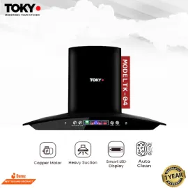 Tokyo Black Stainless Steel Kitchen Hood Button with Auto clean LED Display