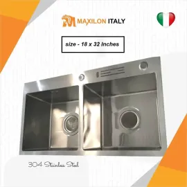 Maxilon Italy 82X45 Kitchen Handmade Sink Double Bowl
