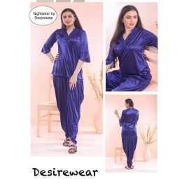 Girls Wear New Stylish 2-Pieces Half Sleeves Nightwear - Royal blue