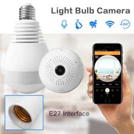 IP Wireless Panoramic WIFI Bulb Camera 1080p Hd 2mp With V380 Pro App