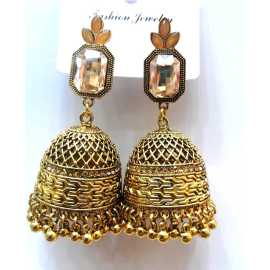 Boho Ethnic Indian Earring Jhumka Handmade Golden Vintage Birdcage Bell Tassel Dangle Hanging Earrings For Women