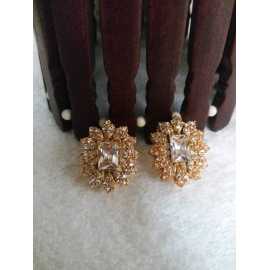 Ornaments Collection Trendy Design Tops Earrings For Women White and Golden