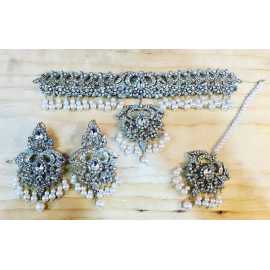 Trendy Indian Design Jewelry Necklace and Earrings With Complete Set