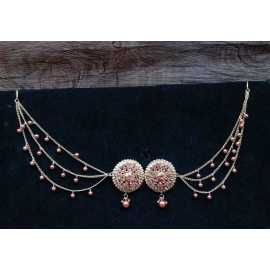Best Ornaments Collection New In Trend Fancy Golden Antique White Pearls Sahara Design Earrings - 1 Pair