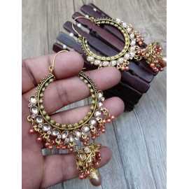 Ornaments Collection New In Trend Fancy Silver Color Antique White Pearls Design Earrings