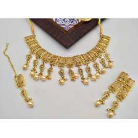 Durable Indian Design Jewelry Necklace and Earrings With Complete Set