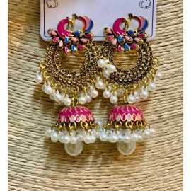 Traditional Design Drop White Pearls Earrings