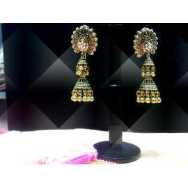 Luxury Indian Jewelry Fashion Rhinestone Pearl Tassel Boho Gypsy Antique Ethnic Gold Big Round Dangle Earrings For Women