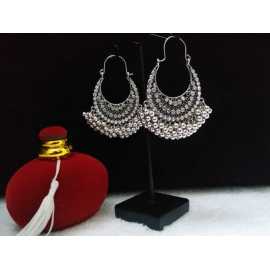 Ornaments Collection Fancy Antique Silver Color Metal Earrings for Women