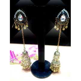 2020 Vintage Drop Earrrings for Women Antique Silver Color Ethnic Long Bell Pendientes Hanging Indian Earing