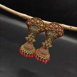 Red Drop Jhumki Bohemian Design Jhumki Earrings New Collection For Women