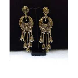 Golden Color Drop Design Fancy Trendy Design Earrings For Women