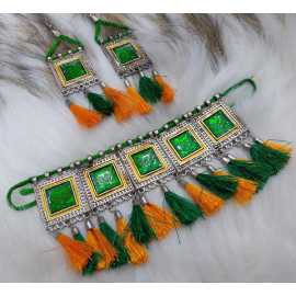 Necklace Set For Women By Ornaments - Green & Yellow
