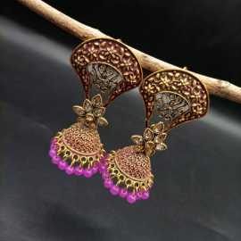 PInk Drop Jhumki Bohemian Design Jhumki Earrings New Collection For Women