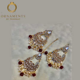 Golden Tikka and Earrings Set For Women - New Collection