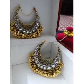 Ornaments Trendy Collection Fancy Antique Golden Metal Earrings for Women