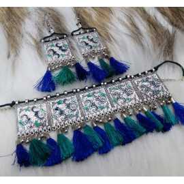 Necklace Set For Women By Ornaments - Blue & Green