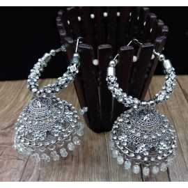 Ornaments Collection New In Trend Silver Crystals Kundan Work Jhumkay Design Earrings