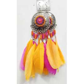 Bohemian Design Drop Earrings For Women _ New Collection - Yellow & Pink Color