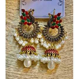 Amazing Traditional Design Drop White Pearls Earrings For Women