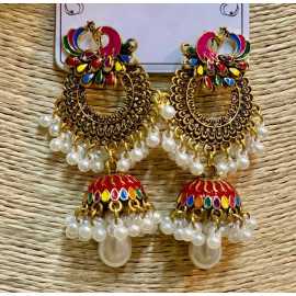 Adorable Traditional Design Drop White Pearls Earrings For Women