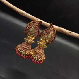 New Maroon Cooper Drop Jhumki Bohemian Design Jhumki Earrings New Collection For Women