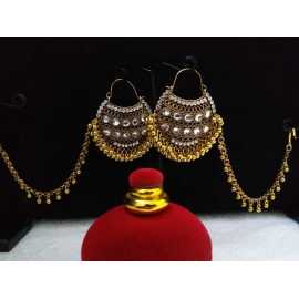 Ornaments Collection New In Trend Fancy Golden Antique White Pearls Sahara Design Earrings