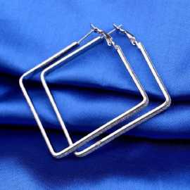 Ornaments Collection Stainless Steel Oversize Square-shaped Polished Simple Plain Geometric Hoop Earrings for Women Girl