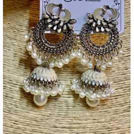 Traditional Design Drop White Pearls Earrings For Women Trendy Fashion
